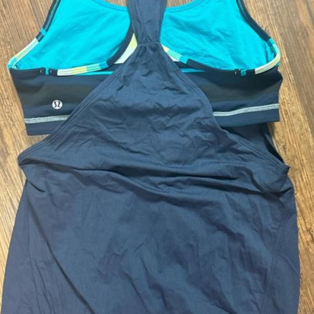 Lululemon Black and Teal Sports Bra/Tank - Picture 7 of 8